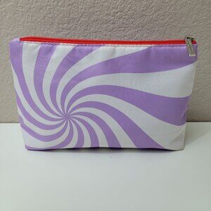 Clinique Purple Swirl Cosmetic Bag | Red Zipper | Like New